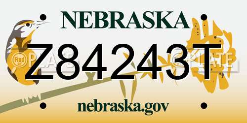Z84243T Nebraska License Plate