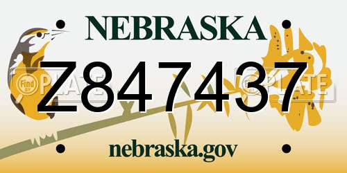 Z847437 Nebraska License Plate