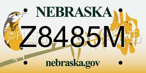 Z8485M Nebraska License Plate