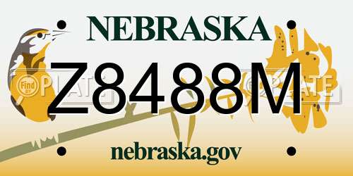 Z8488M Nebraska License Plate