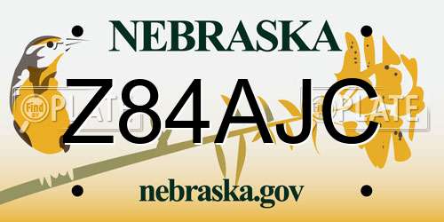 Z84AJC Nebraska License Plate