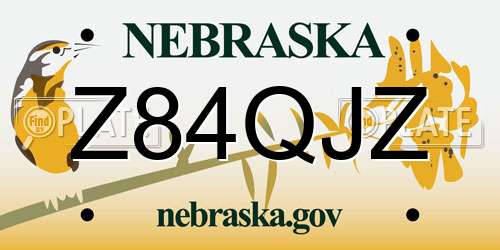 Z84QJZ Nebraska License Plate