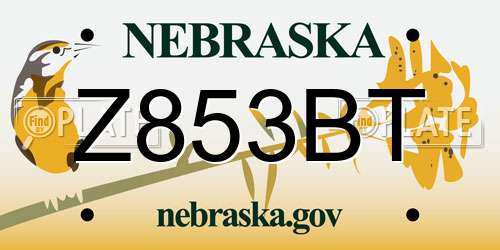 Z853BT Nebraska License Plate