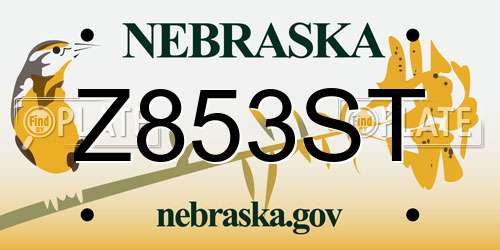 Z853ST Nebraska License Plate