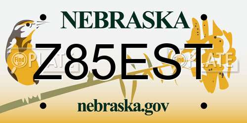 Z85EST Nebraska License Plate