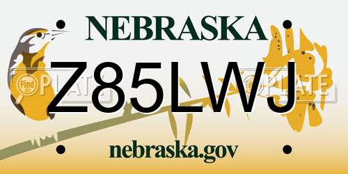 Z85LWJ Nebraska License Plate