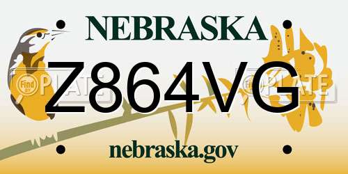 Z864VG Nebraska License Plate