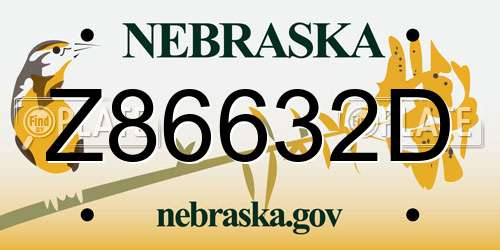 Z86632D Nebraska License Plate
