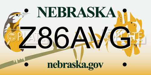 Z86AVG Nebraska License Plate