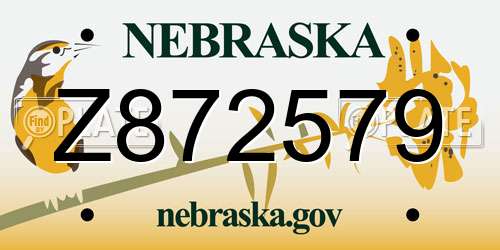 Z872579 Nebraska License Plate
