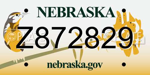 Z872829 Nebraska License Plate
