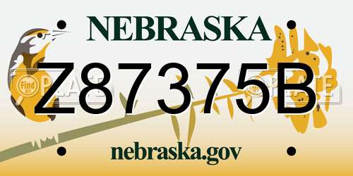 Z87375B Nebraska License Plate