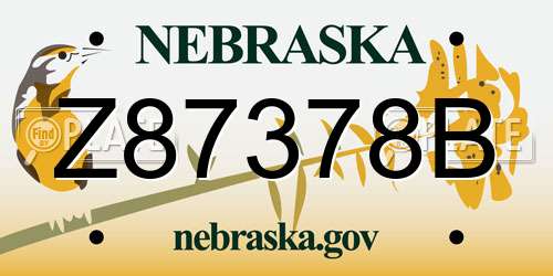 Z87378B Nebraska License Plate