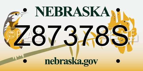 Z87378S Nebraska License Plate
