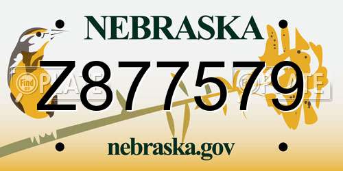 Z877579 Nebraska License Plate