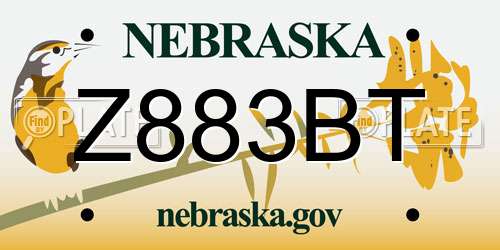 Z883BT Nebraska License Plate
