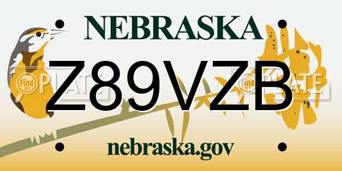 Z89VZB Nebraska License Plate