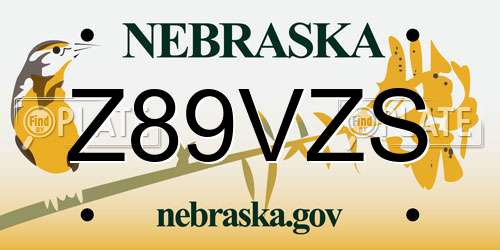 Z89VZS Nebraska License Plate