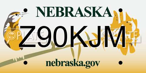 Z90KJM Nebraska License Plate