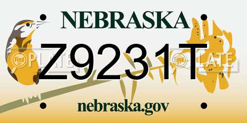 Z9231T Nebraska License Plate