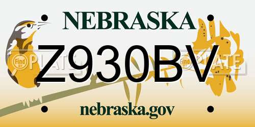 Z930BV Nebraska License Plate