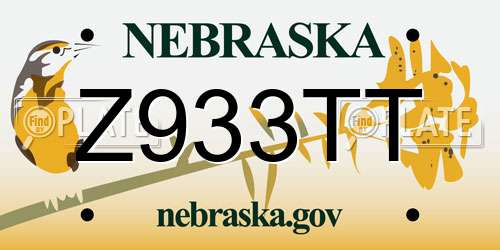 Z933TT Nebraska License Plate