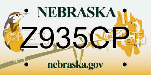 Z935CP Nebraska License Plate
