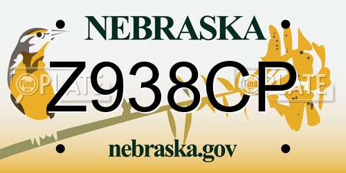 Z938CP Nebraska License Plate