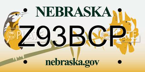 Z93BCP Nebraska License Plate