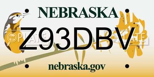 Z93DBV Nebraska License Plate