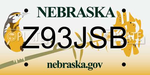 Z93JSB Nebraska License Plate