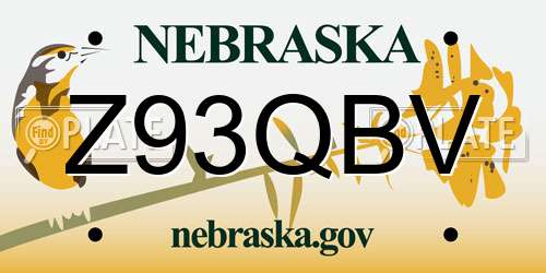 Z93QBV Nebraska License Plate