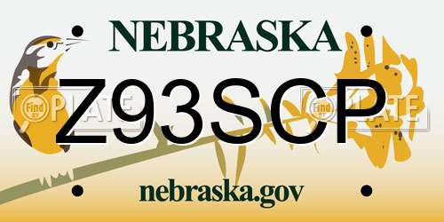 Z93SCP Nebraska License Plate