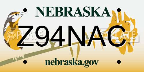 Z94NAC Nebraska License Plate