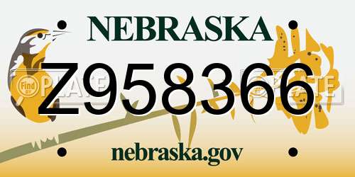 Z958366 Nebraska License Plate
