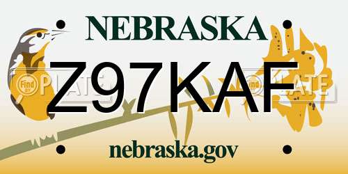 Z97KAF Nebraska License Plate