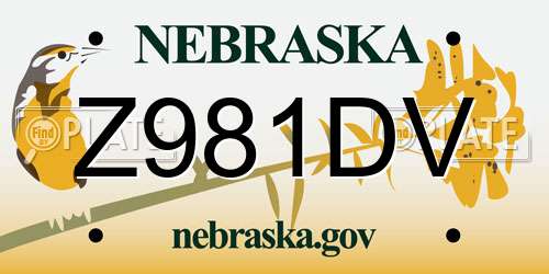 Z981DV Nebraska License Plate