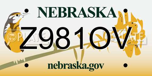 Z981OV Nebraska License Plate
