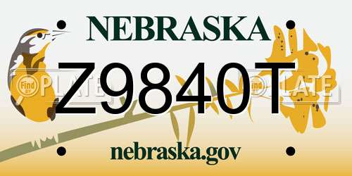 Z9840T Nebraska License Plate