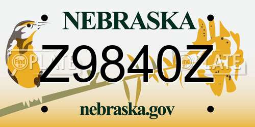 Z9840Z Nebraska License Plate