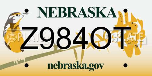 Z984OT Nebraska License Plate