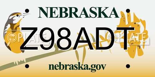 Z98ADT Nebraska License Plate