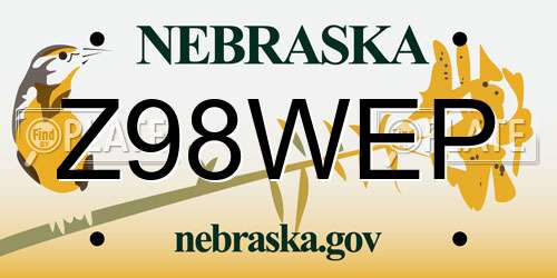 Z98WEP Nebraska License Plate