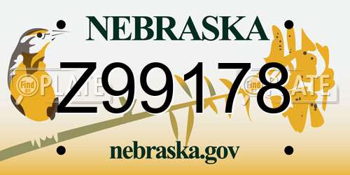 Z99178 Nebraska License Plate