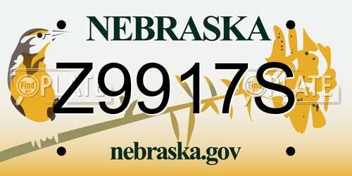 Z9917S Nebraska License Plate