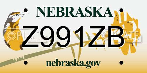 Z991ZB Nebraska License Plate