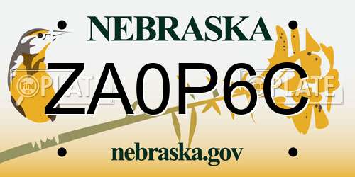 ZA0P6C Nebraska License Plate