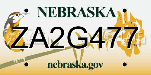 ZA2G477 Nebraska License Plate