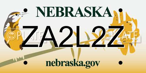 ZA2L2Z Nebraska License Plate