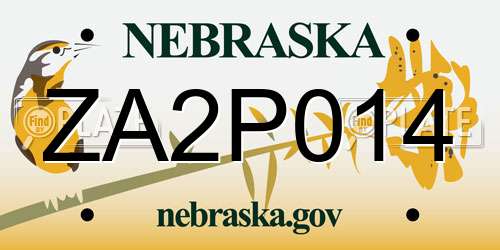 ZA2P014 Nebraska License Plate